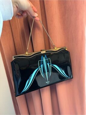 Doug Dorr Hand-painted One of A Kind Vintage Pinstriped Handbag